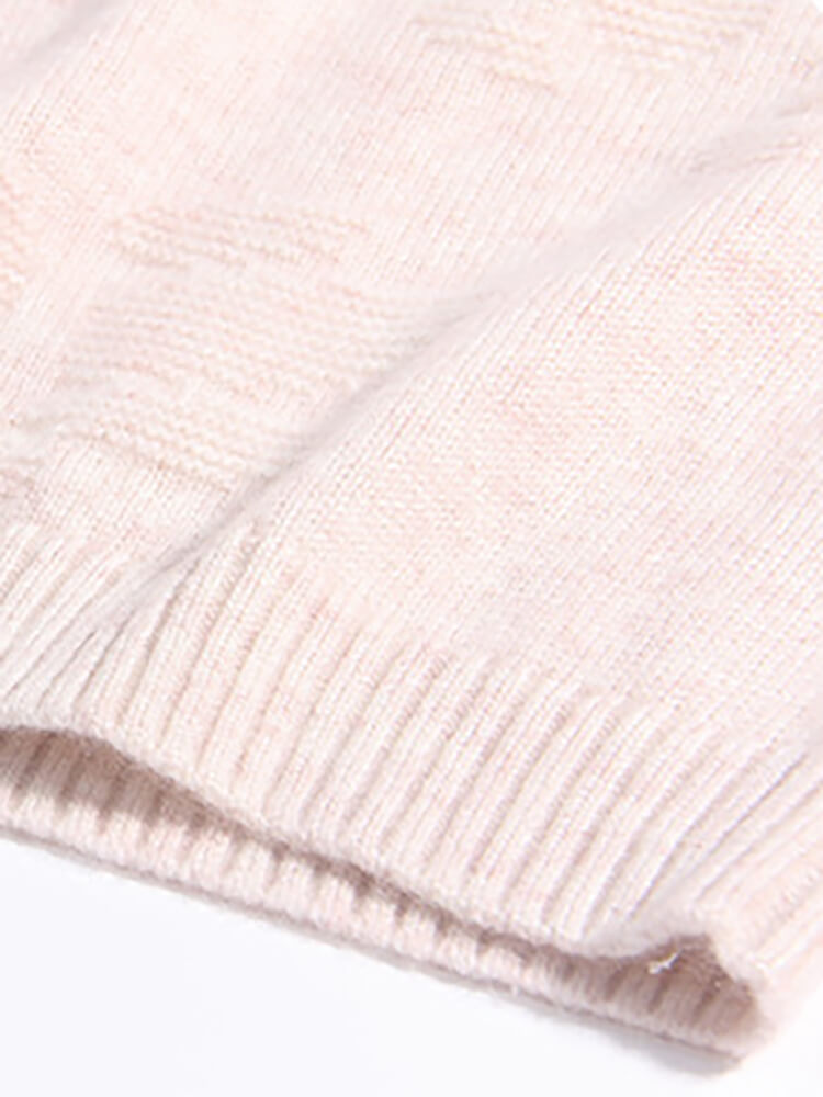 Kids Light Beige Cashmere Sweater with Yellow Floral Embroidery